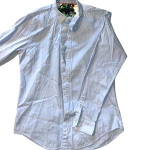 Zara Man Button Down Slim Fit Light Blue Shirt